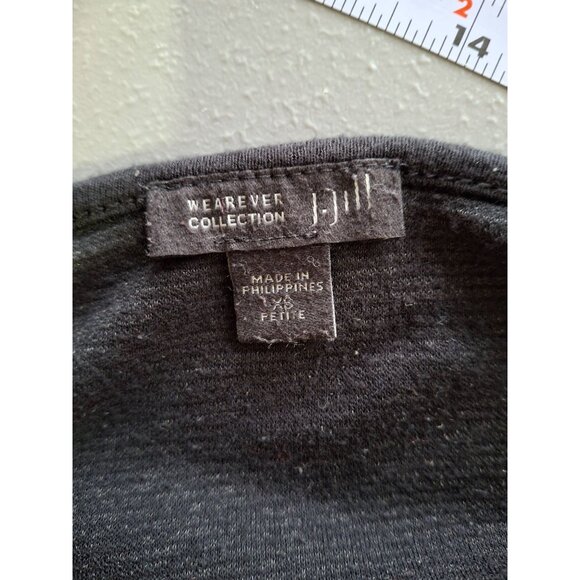 J Jill Wearever Tunic Top Petite XS Black 3/4 Sleeve V-Neck Minimalist Goth - Picture 4 of 9